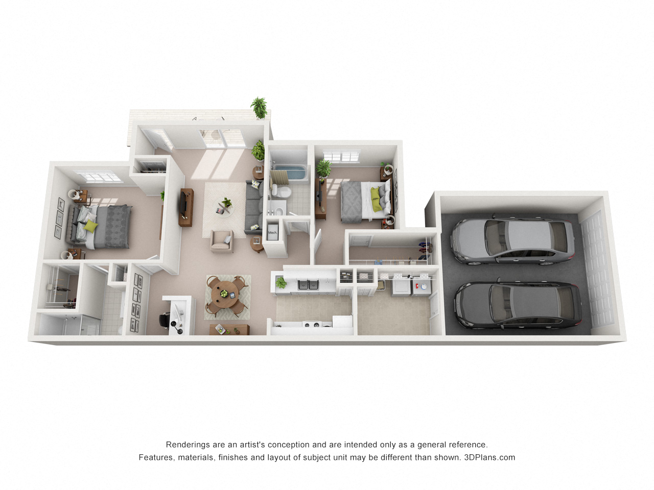 1253 sq.ft Two Bed Two Bath